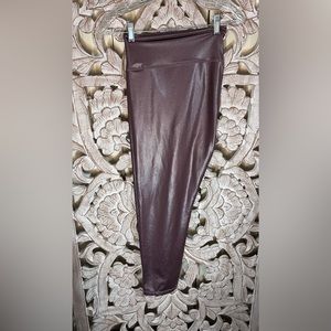 EUC Athleta Elation Shimmer Cinnamon Brown Tights Sz 2x